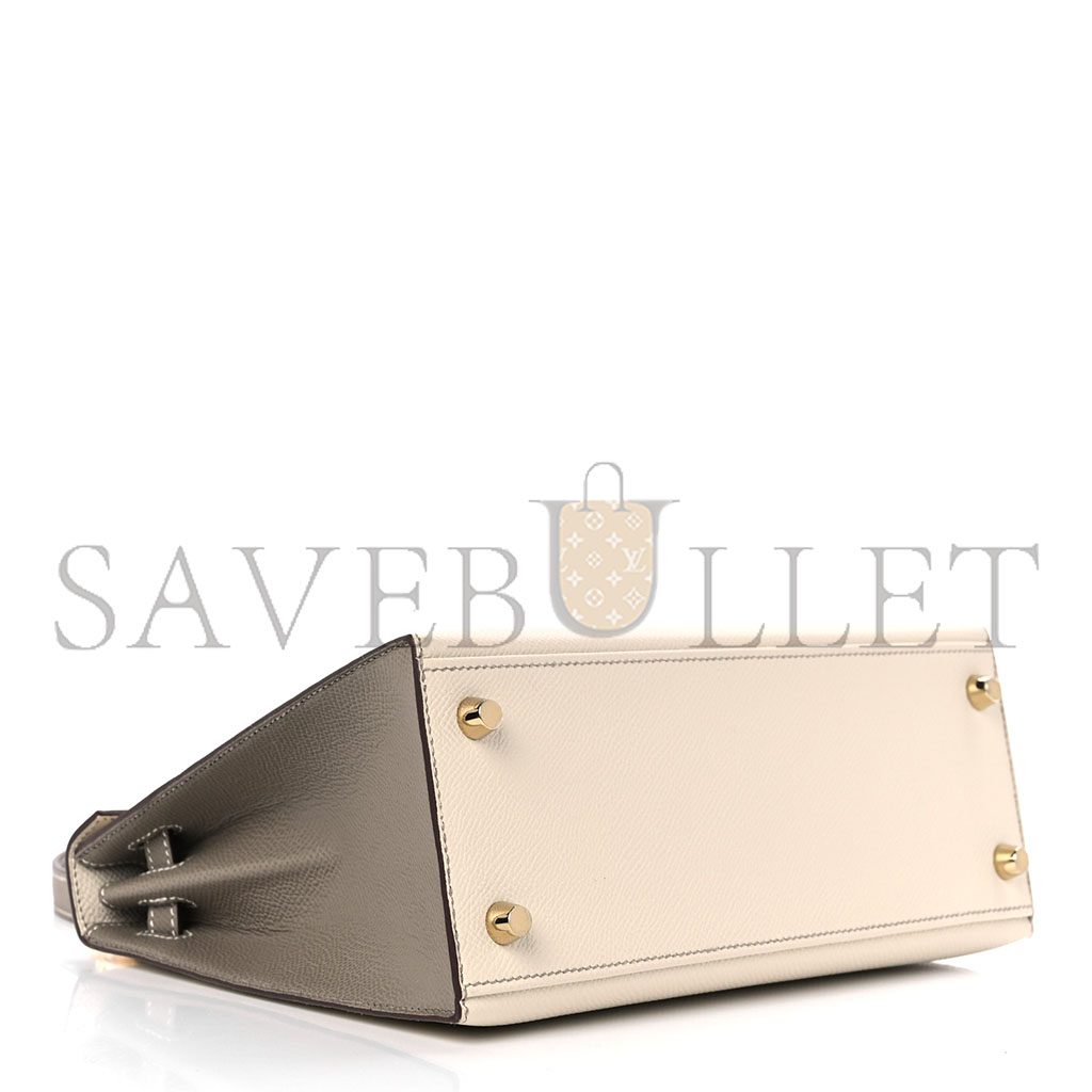 H**mes epsom kelly 25 milkshake white with elephant gray (25*17*7cm)